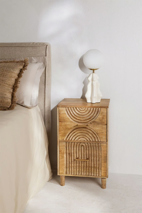 Mango Wood Bedside Table | Wooden Bedside Table - Dara
