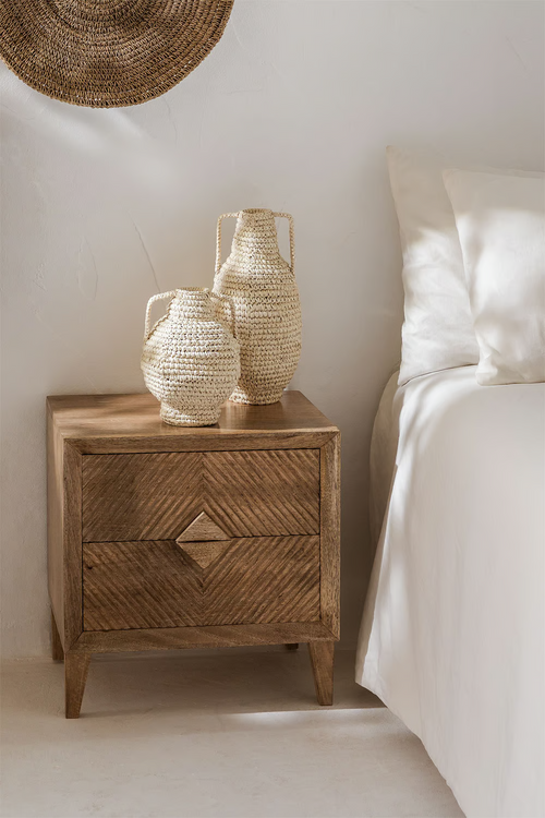 Mango Wood Nightstand Table | Wooden Bedside Table -Venus