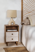 Mango Wood Nightstand Table | Wooden Bedside Table -Frankie