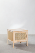 Rattan & Mango Wood Bedside Table - Alanis