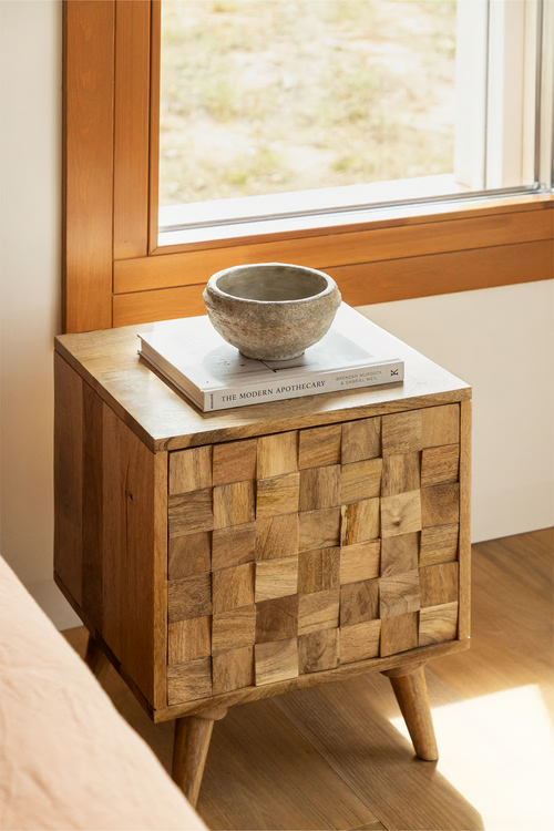 Mango Wood Bedside Table | Wooden Bedside Table - Carson