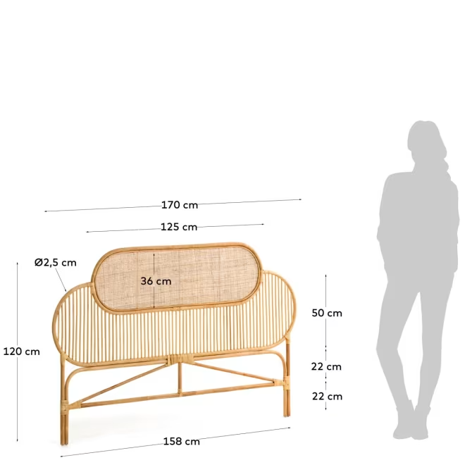 Rattan Headboard For Bed | Cane Headboard | Wicker Heardboard - Nadia