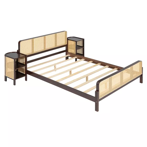 Solid Wood Rattan Bed For Bedroom | Cane Bed For Home - Aanya - Akway Bedroom > Beds & Bed Frames (Image 4)