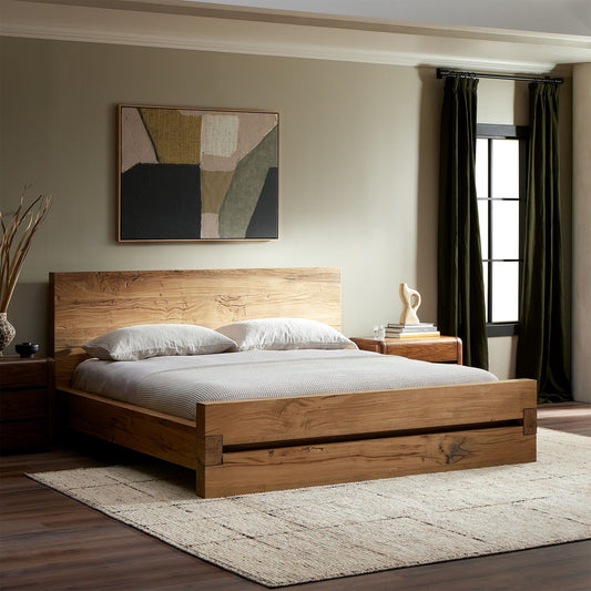 Solid Wood Rattan Bed For Bedroom | Cane Bed For Home -Prisha - Akway Bedroom > Beds & Bed Frames (Image 1)