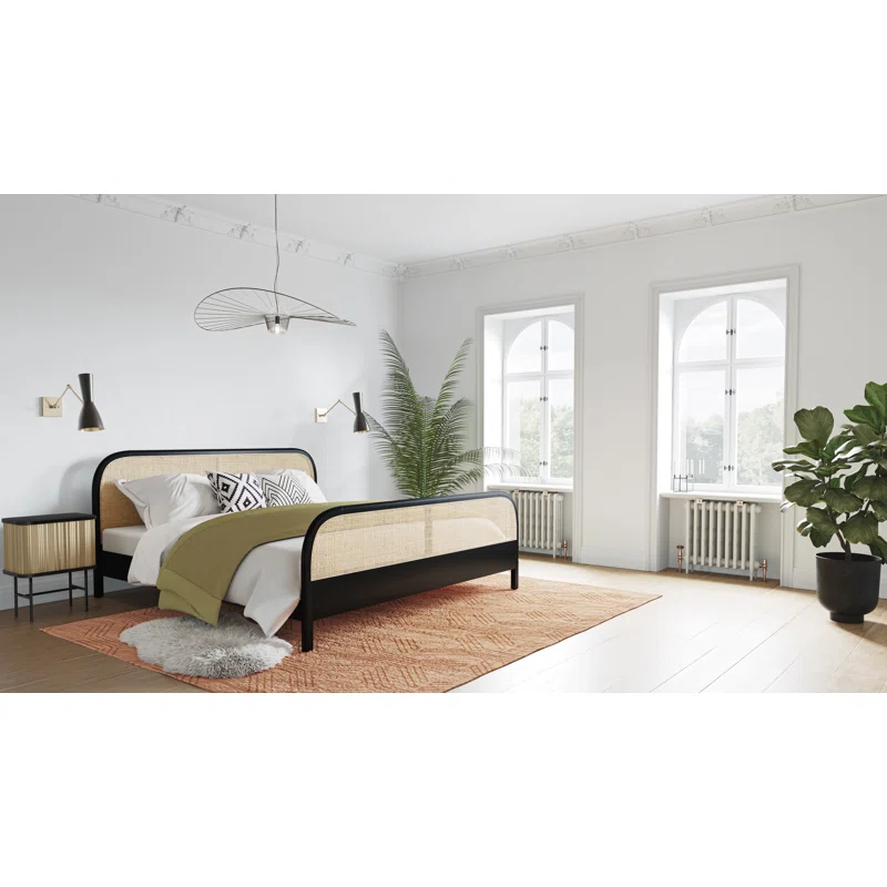 Solid Wood Rattan Bed For Bedroom | Cane Bed For Home -Tiya - Akway Bedroom > Beds & Bed Frames (Image 3)