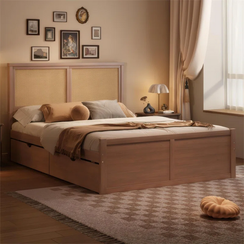 Handmade Rattan Cane Bed for Bedroom - Divya