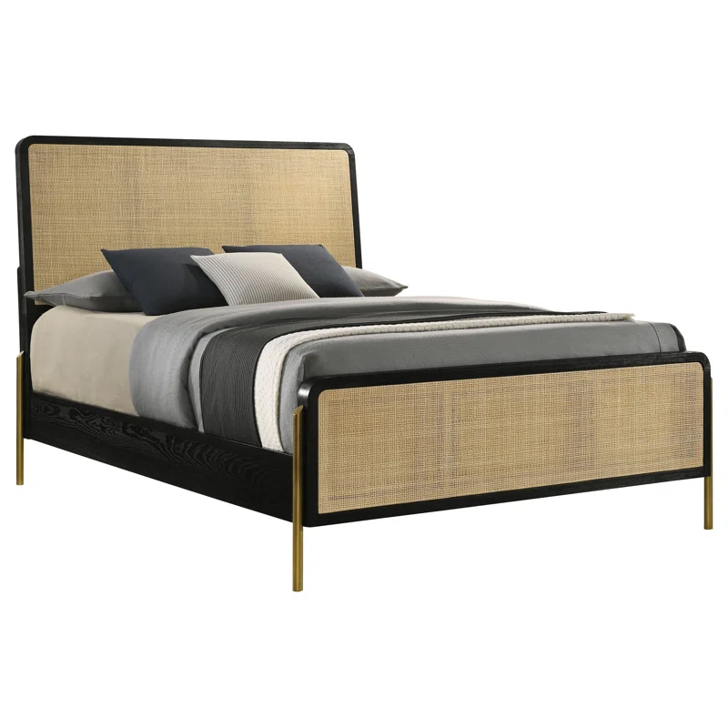 Solid Wood Rattan Bed For Bedroom | Cane Bed For Home -Akalya