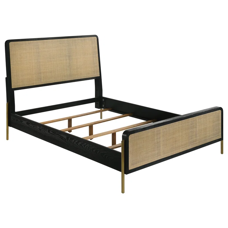 Solid Wood Rattan Bed For Bedroom | Cane Bed For Home -Akalya
