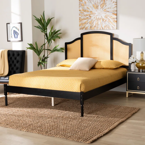 Solid Wood Rattan Bed for Bedroom | Cane Bed for Home - Dodge