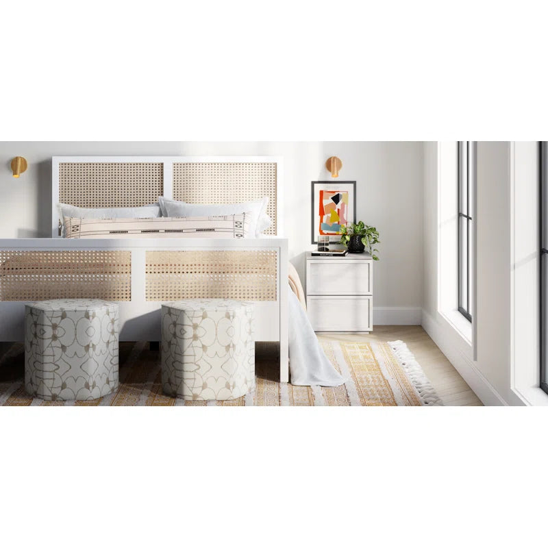 Solid Wood Rattan Bed For Bedroom | Cane Bed For Home -Alohi
