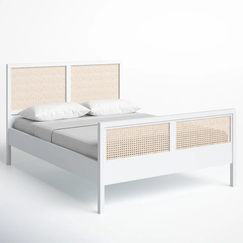 Solid Wood Rattan Bed For Bedroom | Cane Bed For Home -Alohi