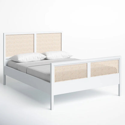 Solid Wood Rattan Bed For Bedroom | Cane Bed For Home -Alohi