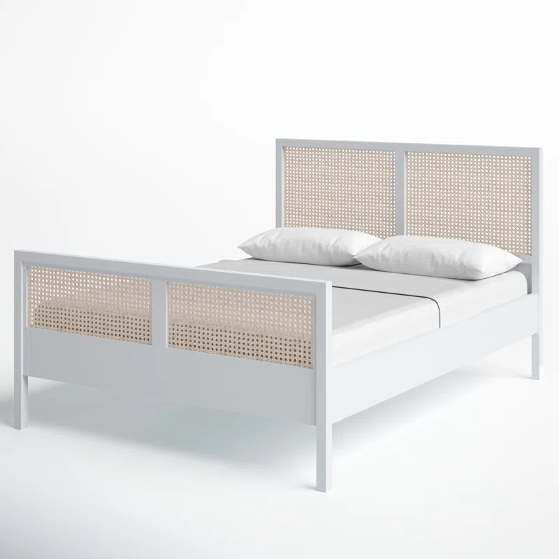 Solid Wood Rattan Bed For Bedroom | Cane Bed For Home -Alohi