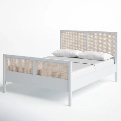 Solid Wood Rattan Bed For Bedroom | Cane Bed For Home -Alohi