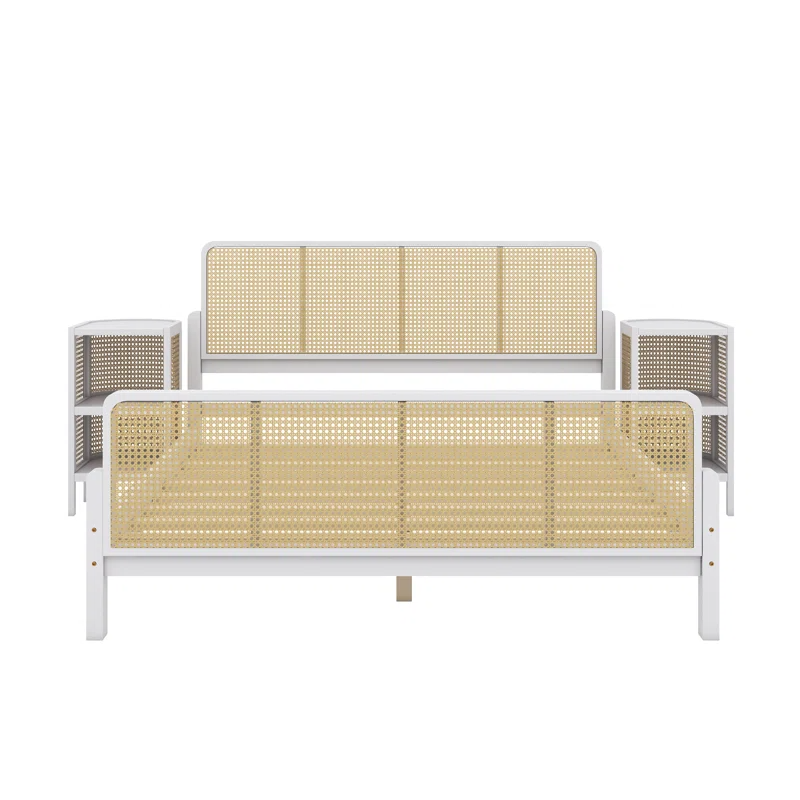 Solid Wood Rattan Bed For Bedroom | Cane Bed For Home -Manan