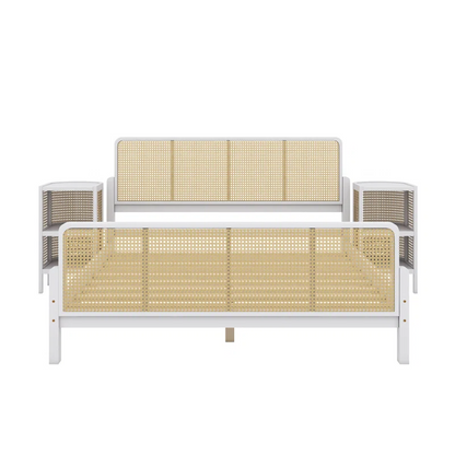 Solid Wood Rattan Bed For Bedroom | Cane Bed For Home -Manan