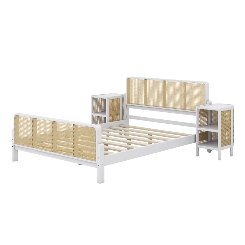 Solid Wood Rattan Bed For Bedroom | Cane Bed For Home -Manan