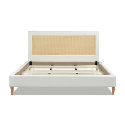 Solid Wood Rattan Bed For Bedroom | Cane Bed For Home -Nirmay