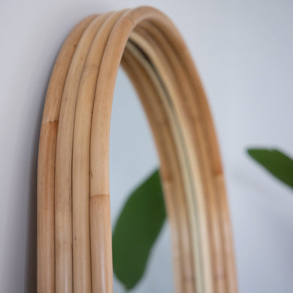 Bamboo Floor Mirror for living room | Cane Floor Mirror | Rattan Mirror - Anvay