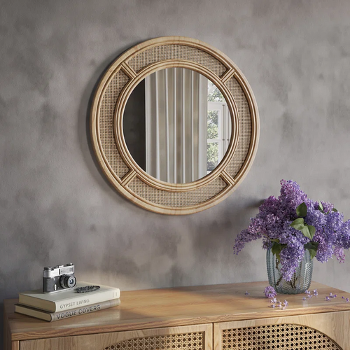 Rattan Wall Mirror for Living Room - Firoh