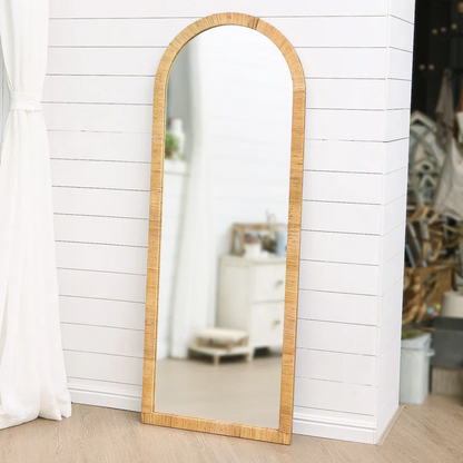 Bamboo Floor Mirror for living room | Cane Floor Mirror | Rattan Mirror -Viraj