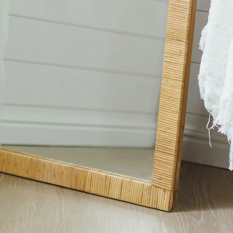 Bamboo Floor Mirror for living room | Cane Floor Mirror | Rattan Mirror -Viraj