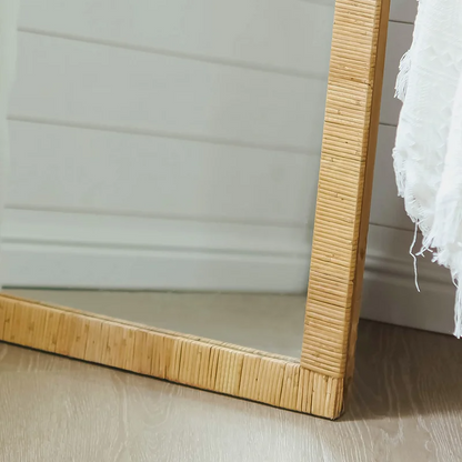 Bamboo Floor Mirror for living room | Cane Floor Mirror | Rattan Mirror -Viraj