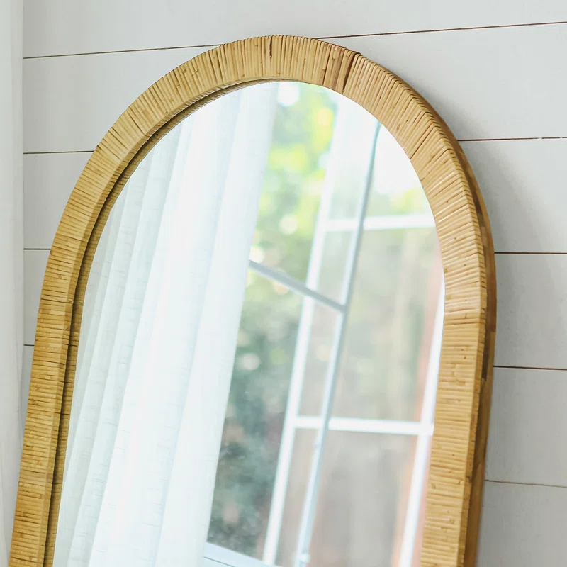 Bamboo Floor Mirror for living room | Cane Floor Mirror | Rattan Mirror -Viraj