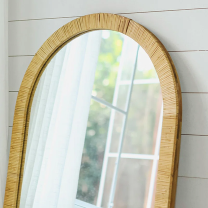 Bamboo Floor Mirror for living room | Cane Floor Mirror | Rattan Mirror -Viraj