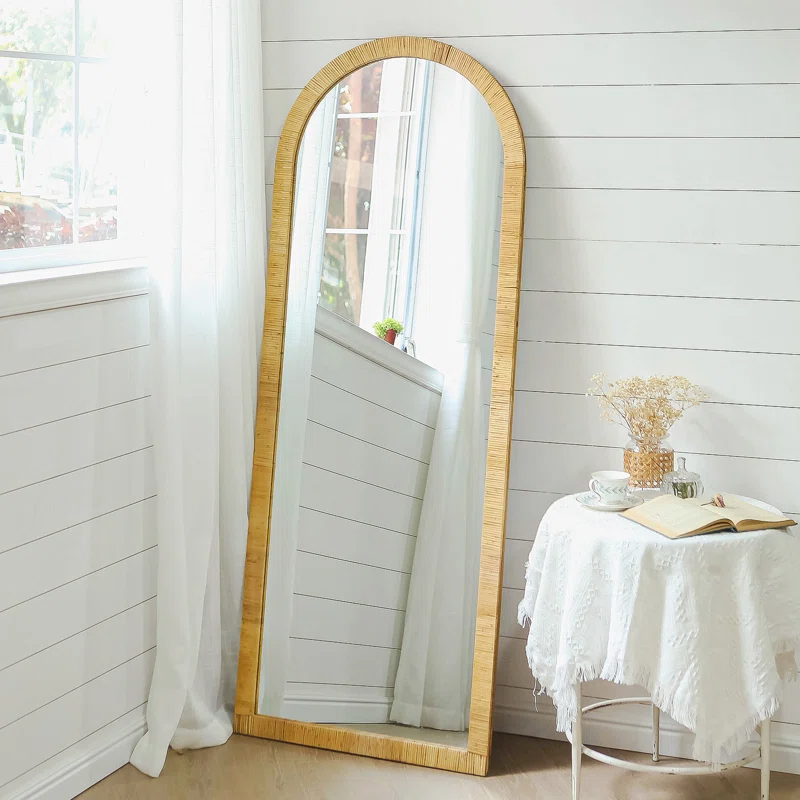 Bamboo Floor Mirror for living room | Cane Floor Mirror | Rattan Mirror -Viraj