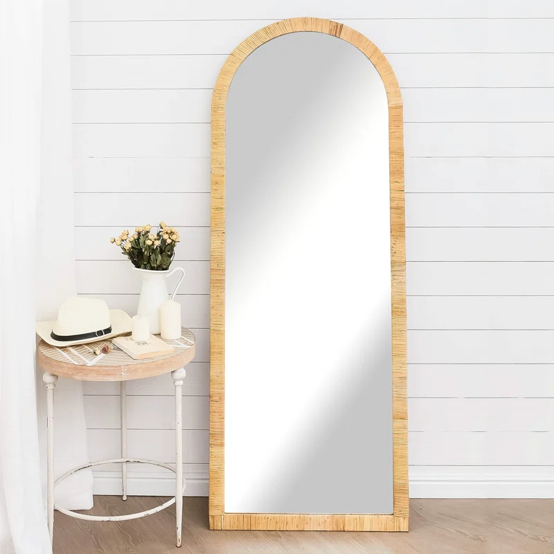 Bamboo Floor Mirror for living room | Cane Floor Mirror | Rattan Mirror -Viraj