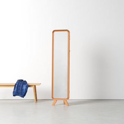 Bamboo Floor Mirror for living room | Cane Floor Mirror | Rattan Mirror - Mary - Akway