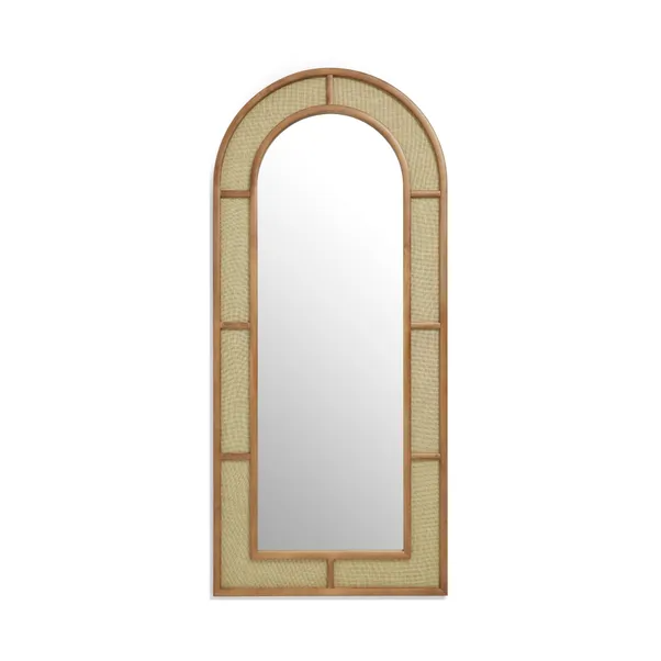 Bamboo Floor Mirror for living room | Cane Floor Mirror | Rattan Mirror -Ayana - Akway