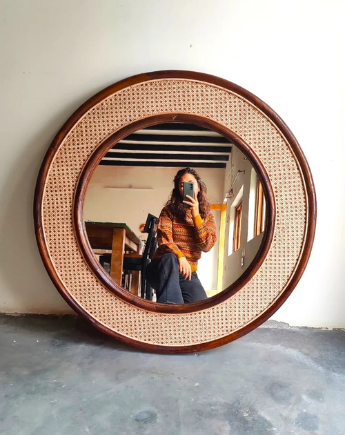 Rattan Wall Mirror for Living Room - Asmita