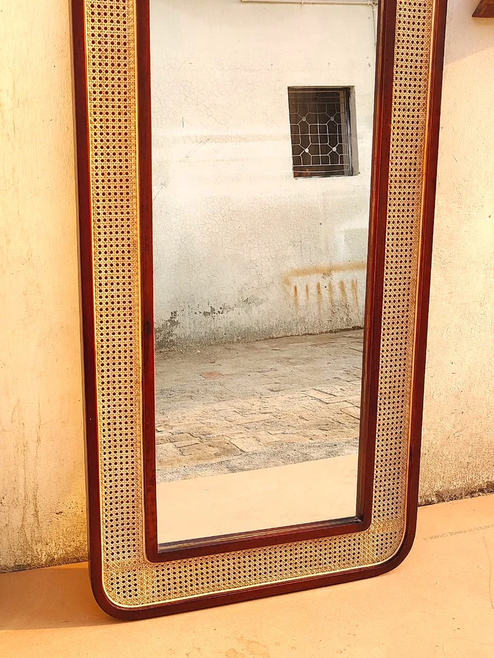 Bamboo Wall Mirror for living room | Cane Wall Mirror | Rattan Mirror -Akriti - Akway Uncategorized (Image 4)