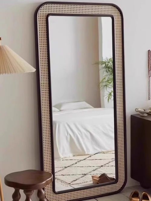 Rattan Wall Mirror 180 x 80 cm for Living Room - Abhaya