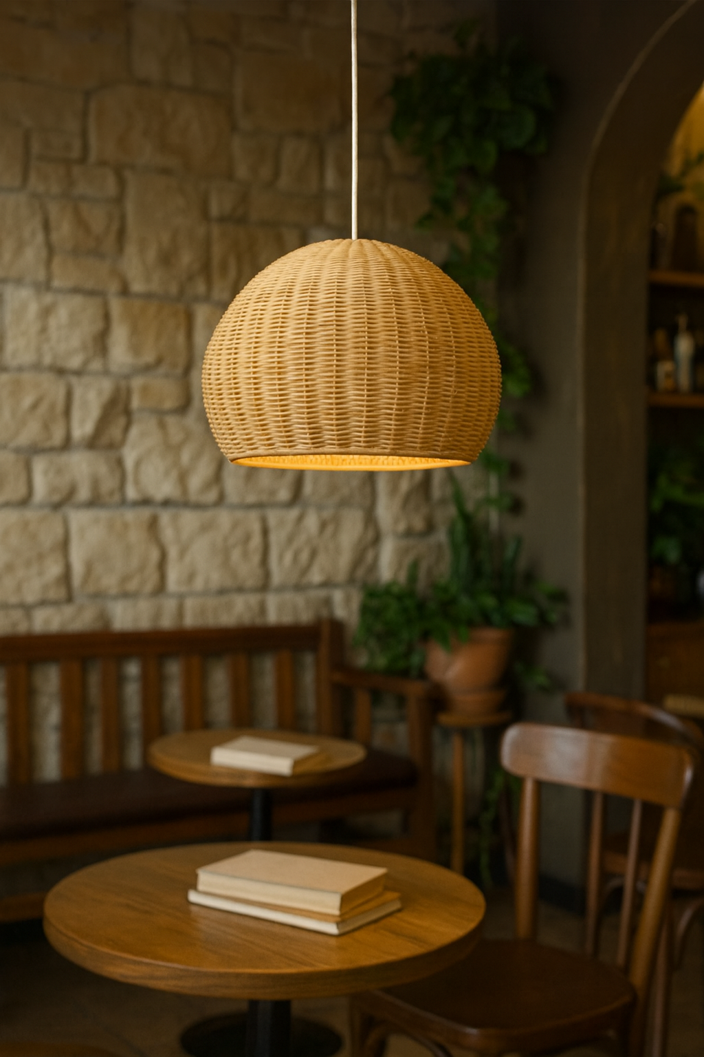 Bamboo Hanging lamp for Living Room | Rattan Pendant light | Cane ceiling light - Alecto