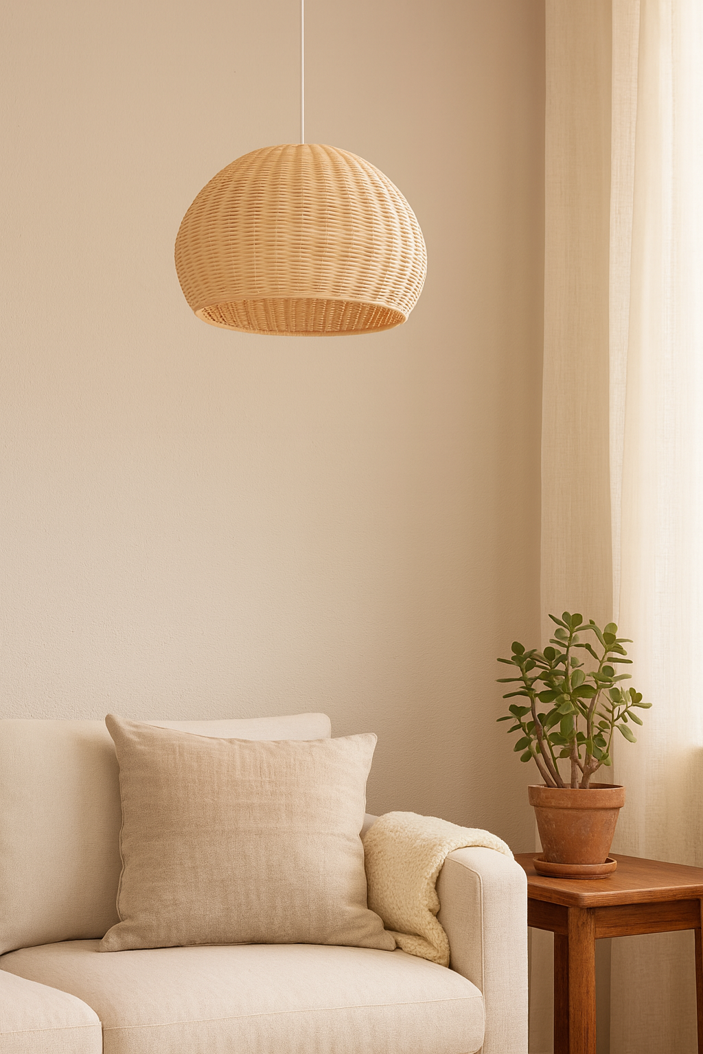 Bamboo Hanging lamp for Living Room | Rattan Pendant light | Cane ceiling light - Alecto