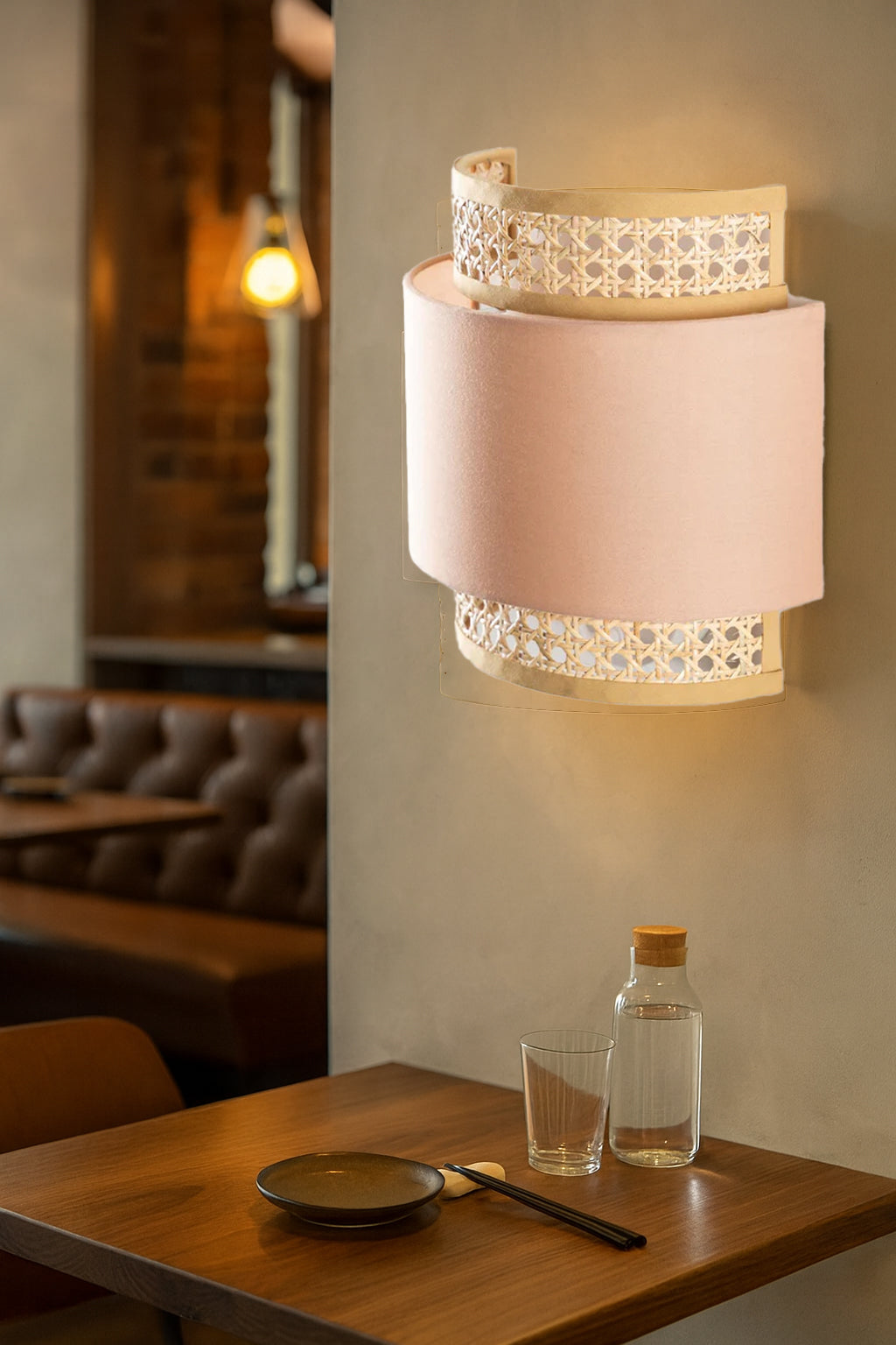 Bamboo Wall lamp for Living Room | Rattan Pendant light | Cane Webbing Wall Lamps- Alice by Akway - Image 4