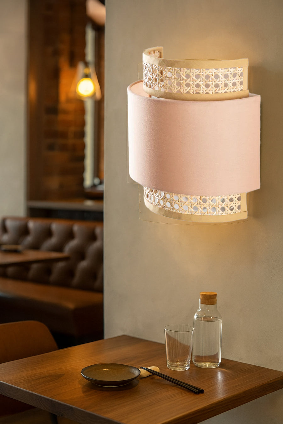 Bamboo Wall lamp for Living Room | Rattan Pendant light | Cane Webbing Wall Lamps- Alice by Akway - Image 4