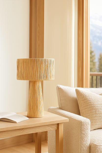 Rattan Table lamp for Living room | Bamboo Bedside table lamp | Cane Table lamp -Anaka