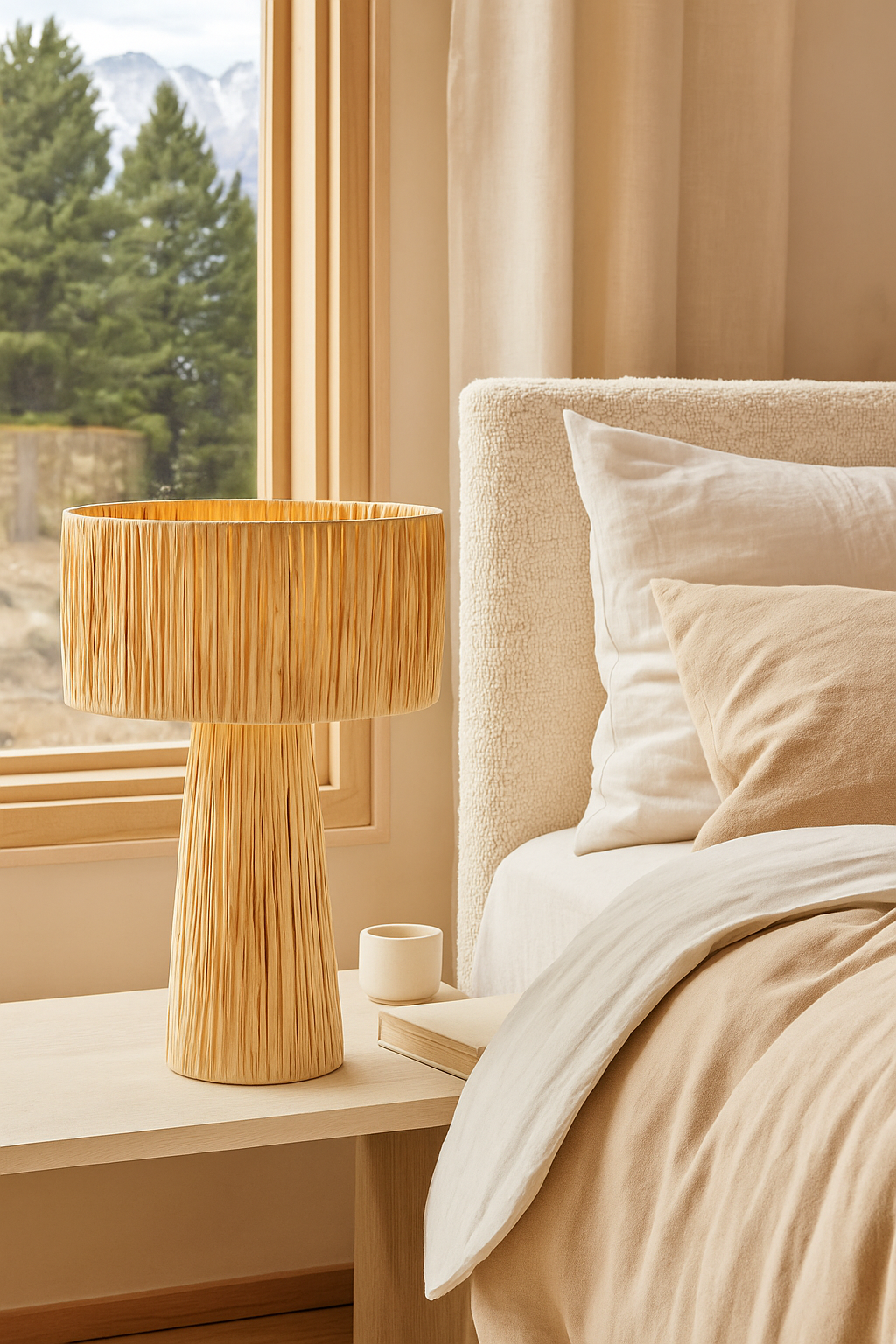 Rattan Table lamp for Living room | Bamboo Bedside table lamp | Cane Table lamp -Anaka