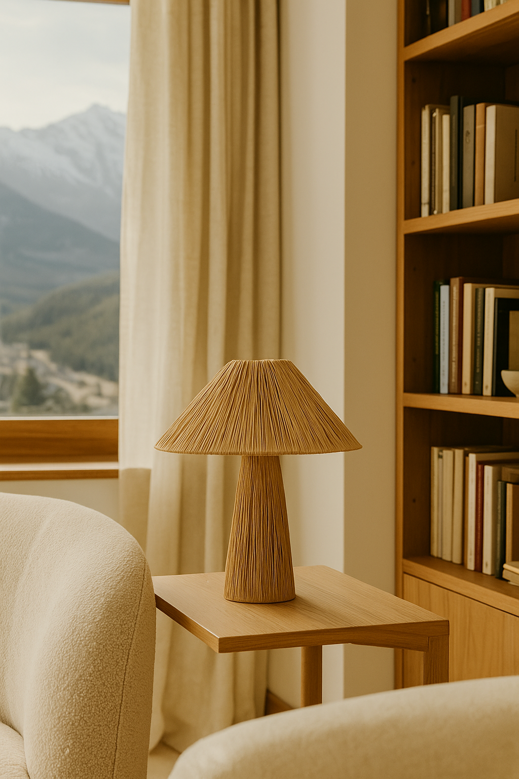 Rattan Table lamp for Living room | Bamboo Bedside table lamp | Cane Table lamp - Anala