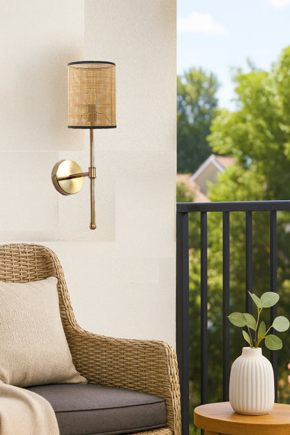 Cane Wall Light For Living Room | Bamboo Wall Lamp - Anika by Akway - Image 5