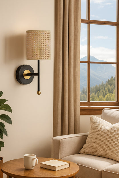 Rattan Wall Lamp For Living Room | Bamboo Wall Scone - Anusha