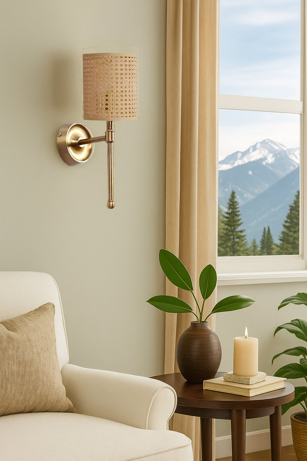 Bamboo Wall Lamp For Living Room | Rattan Wall Scone - Aradhana by Akway - Image 6