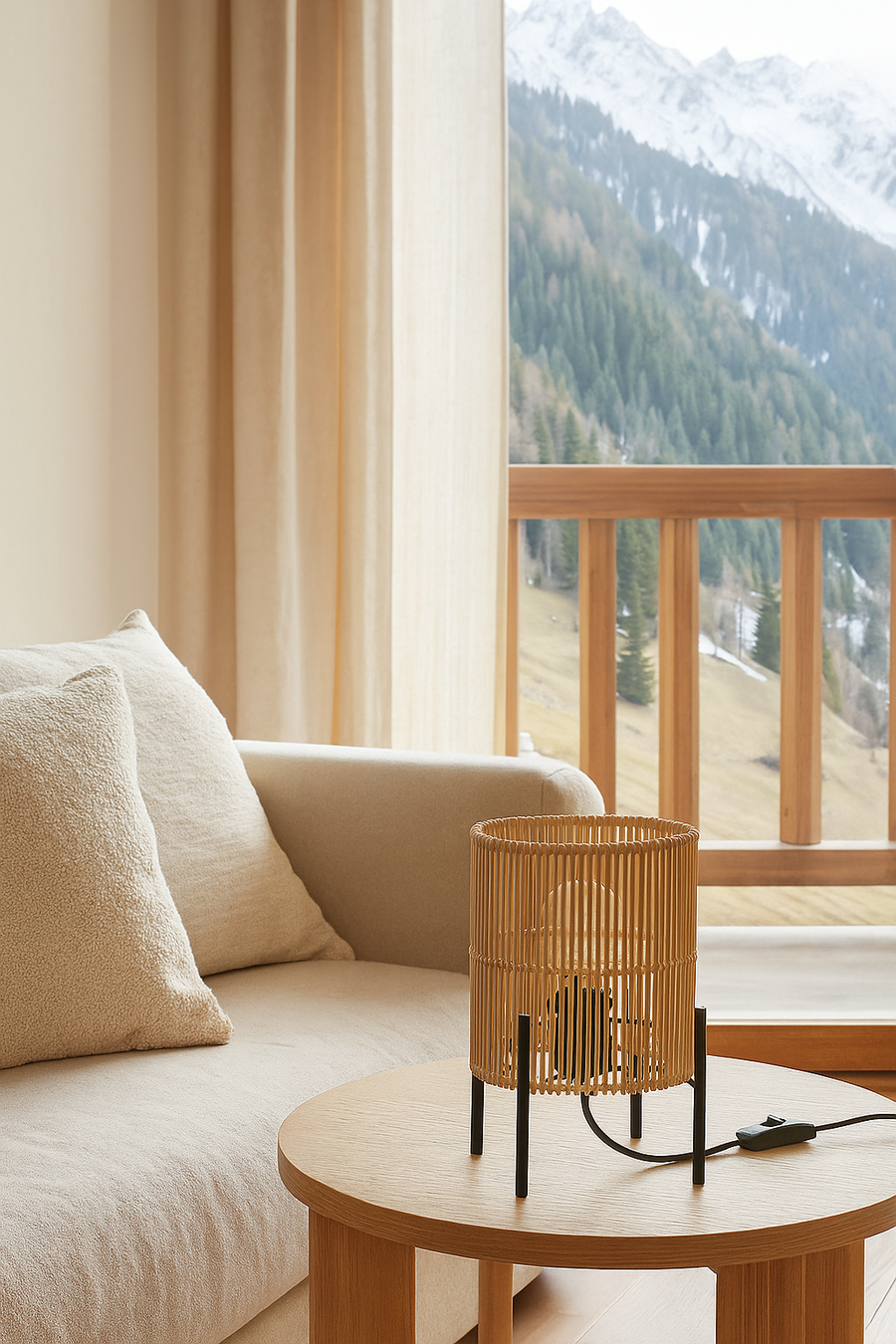Rattan Table lamp for Living room | Bamboo Bedside table lamp | Cane Table lamp -Artina by Akway