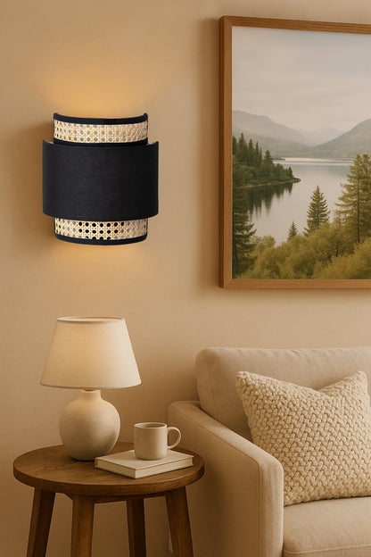 Bamboo Wall lamp for Living Room | Rattan Pendant light |Cane Webbing Wall Lamps-Aruna