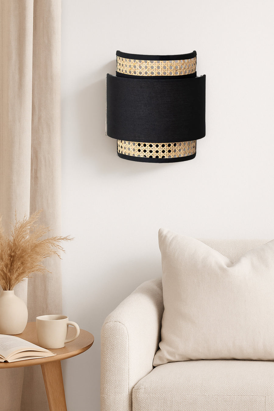 Bamboo Wall lamp for Living Room | Rattan Pendant light |Cane Webbing Wall Lamps-Aruna by Akway - Image 4