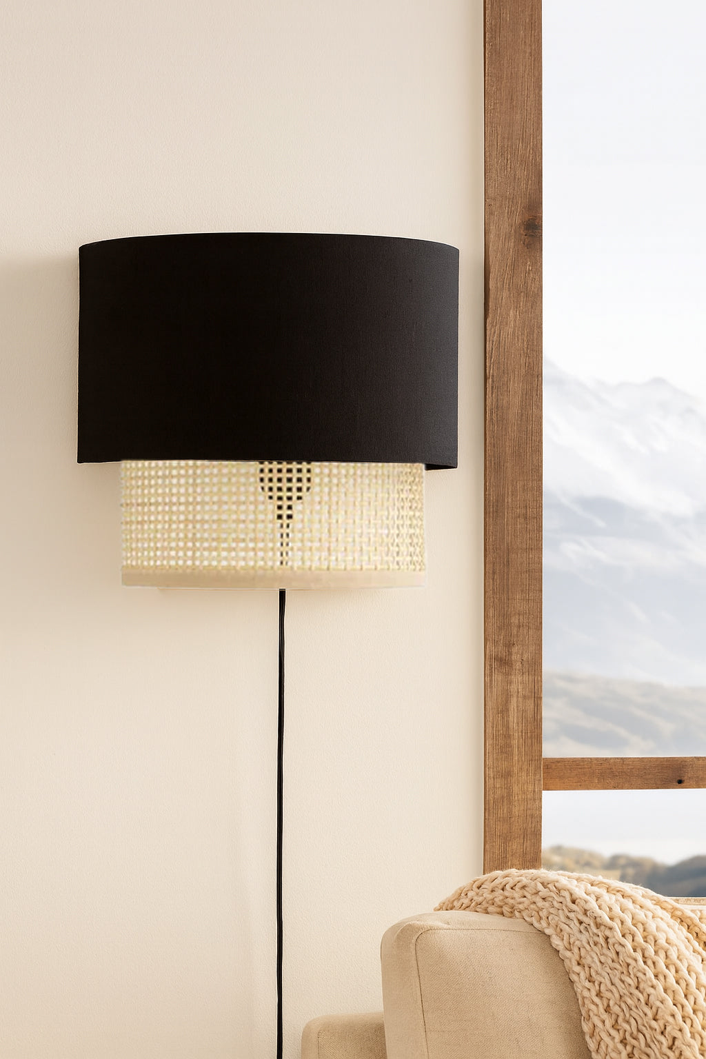 Bamboo Wall lamp for Living Room | Rattan Pendant light |Cane Webbing Wall Lamps-Audrey